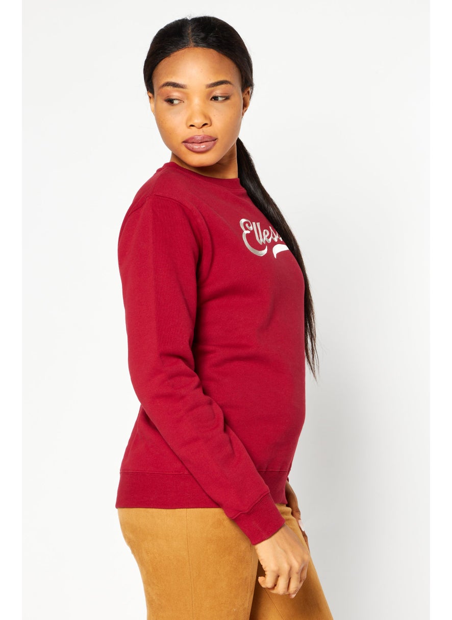 Ellesse - Women Crew Neck Long Sleeve Training Sweatshirt, Red - Image 1