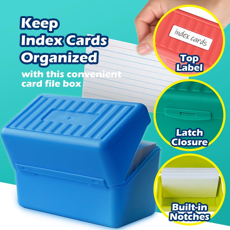 Olivo Index Card Holder Box 3x5 Flash Note Card Holder Storage File Box Organizer Case for 3"x5" Cards, Teal 2 Pack - Image 3