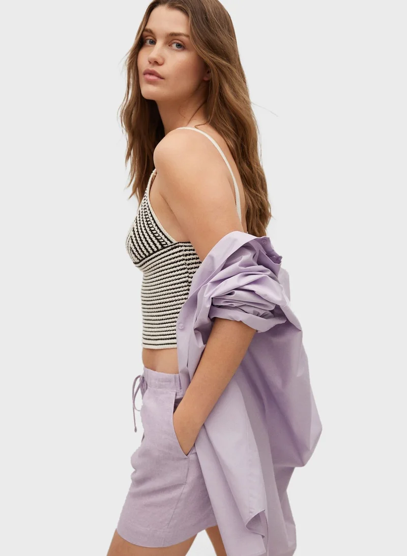 MANGO Paperbag Waist Shorts
