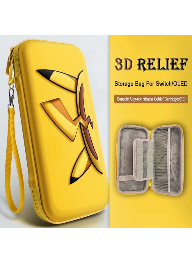 Three-Dimensional 3D Travel Storage Case, N-Switch/Switch OLED Console and Gaming Accessories Hard Protective Suitcase Bag Yellow  - Image 1