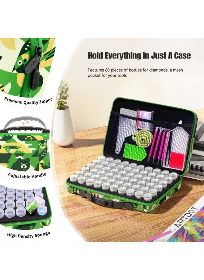 ARTDOT 60 Slots Storage Container for Diamond Art Kits for Adults,Portable Bead Storage Boxes for Diamond Painting Accessories and Tools(Green)  - Image 4