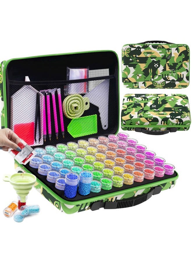 ARTDOT 60 Slots Storage Container for Diamond Art Kits for Adults,Portable Bead Storage Boxes for Diamond Painting Accessories and Tools(Green)  - Image 1