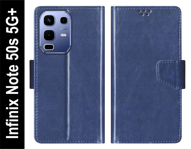 SBMS Flip Cover for Infinix Note 50s 5G+ (6.78-inch) Back Cover Case with Magnatic Closure | Inbuilt Stand | Card & Money Pocket (Blue) - Image 2