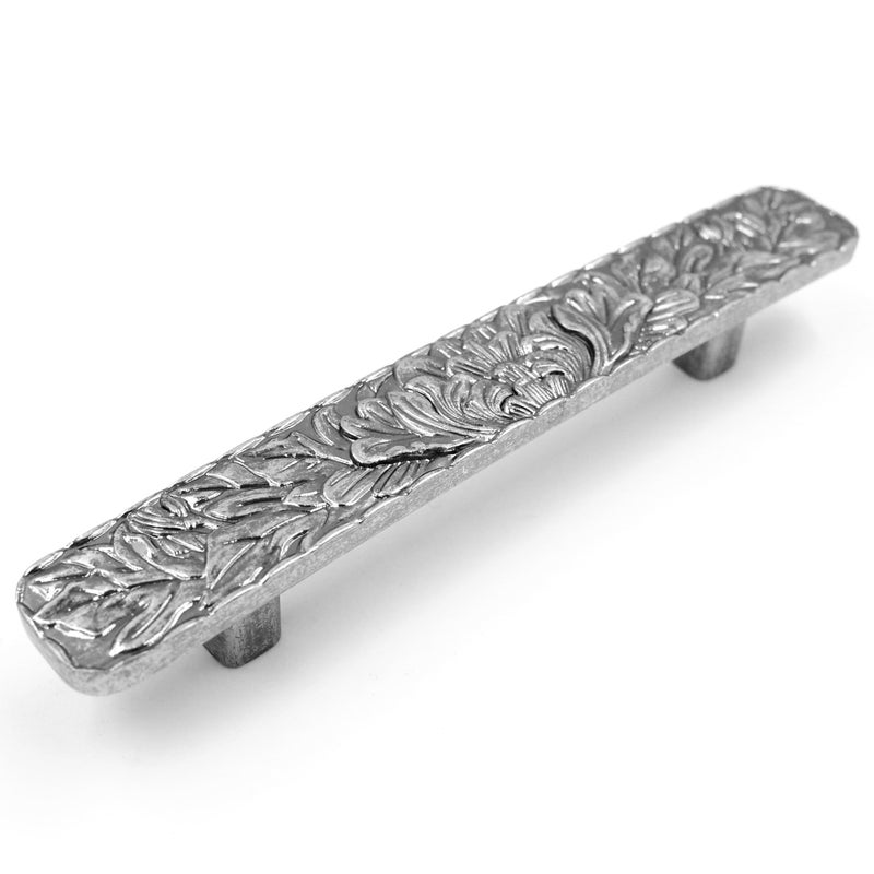 JETLAND Bridged Drawer Cabinet Pulls 6Pack Aged Silver 3 Hole Centers Antique Peony Solid Cast TG0115OS076 - Image 2