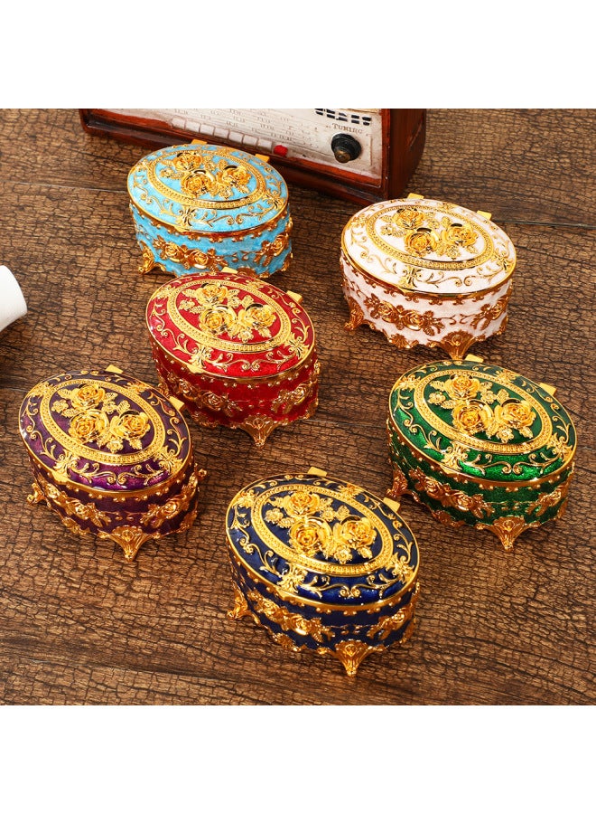 8.9*5.9cm | Enamel Rose Jewelry Box in Sky Blue | Vintage Chic Design, Velvet Lining Interior, Decorative Vanity Décor | Organized Storage for Necklaces, Rings, Earrings | Elegant Gift for Women & Home - Image 2