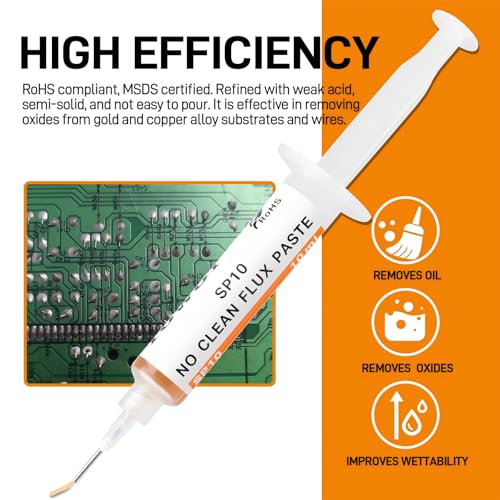 TOWOT 10ft Solder Wick Braid & No-Clean Soldering Flux Paste (10cc) - Desoldering Kit for Electronics Repair, PCB, Circuit Board Rework - Image 5