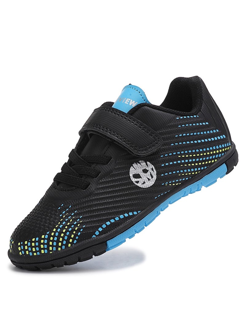 Sky View Toddler Soccer Cleats Boys And Girls Hook And Loop Turf Soccer Shoes Kids Indoor Outdoor Football Boots IC or IN Flat Wide Training Sneaker 