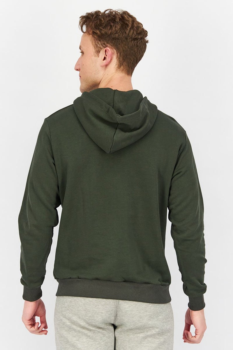 Baldinini Men Hooded Brand Logo Long Sleeves Sweatshirt, Green and White - Image 4