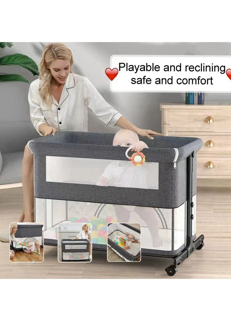 Cool Baby COOLBABY 5 in 1 cradle rocking chair co-sleeping portable bed, crib, cradle bed, game bed, foldable travel cot, with mosquito net and mattress - Image 2