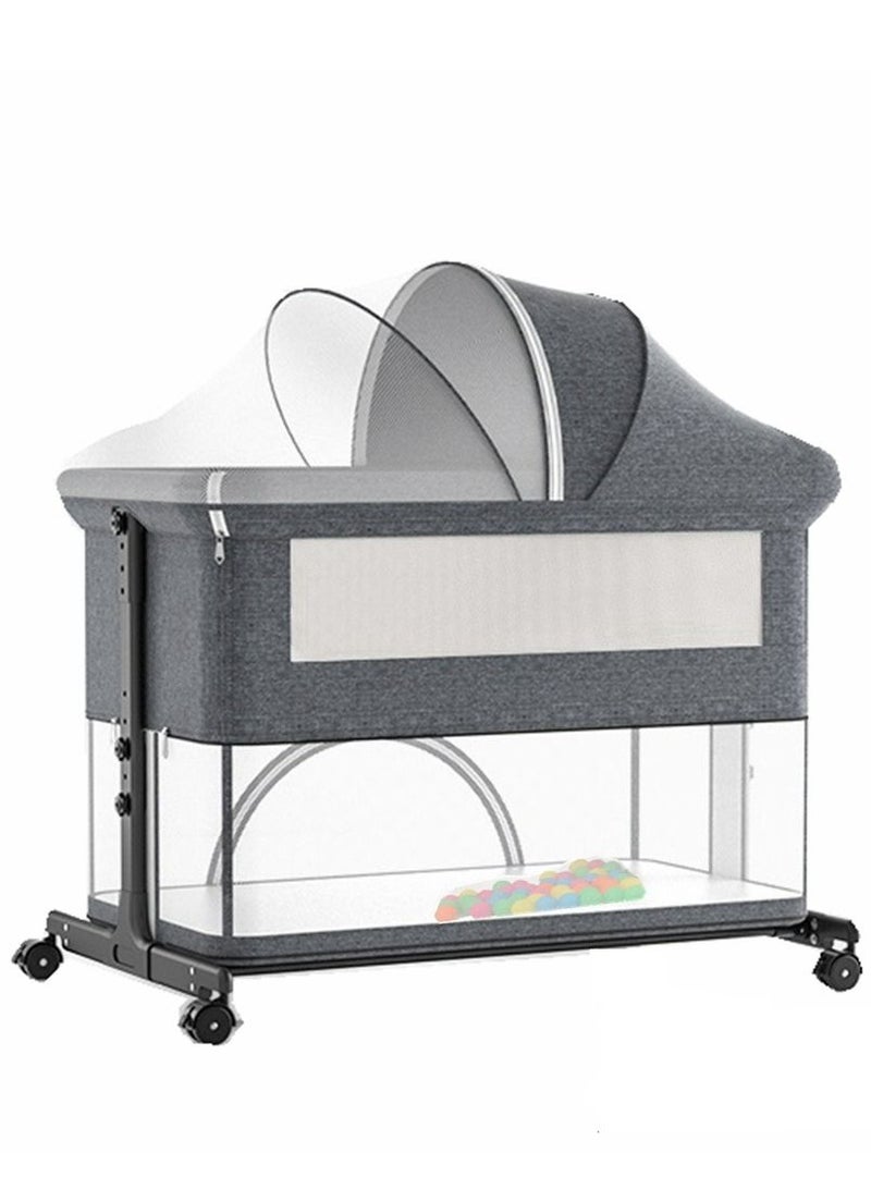 Cool Baby COOLBABY 5 in 1 cradle rocking chair co-sleeping portable bed, crib, cradle bed, game bed, foldable travel cot, with mosquito net and mattress - Image 1