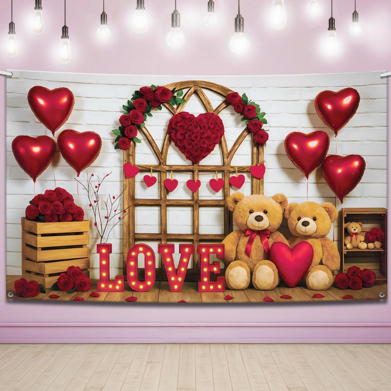 KatchOn, Valentines Day Backdrop - XtraLarge, 72x44 Inch | Valentines Day Banner for Valentines Day Decorations | Valentines Decorations | Valentines Backdrop for Wedding, Valentines Decor - Image 1