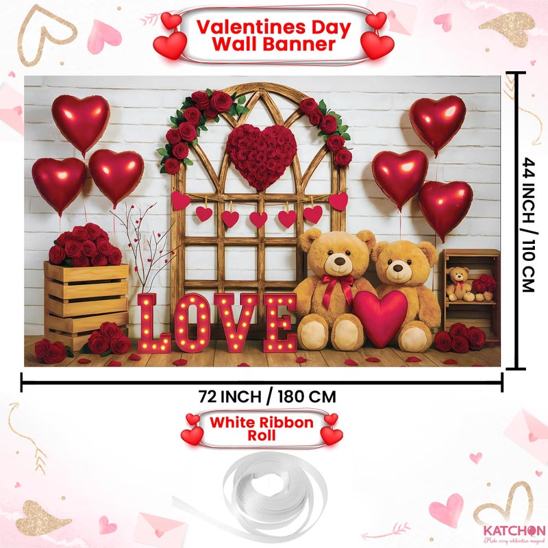 KatchOn, Valentines Day Backdrop - XtraLarge, 72x44 Inch | Valentines Day Banner for Valentines Day Decorations | Valentines Decorations | Valentines Backdrop for Wedding, Valentines Decor - Image 2