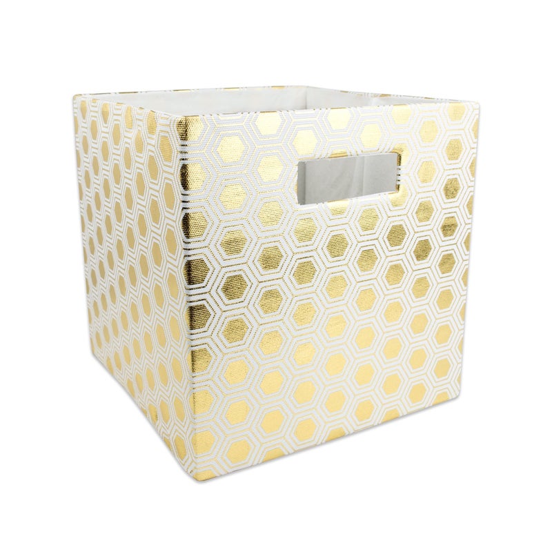 DII Collapsible Polyester Storage Cube Honeycomb Gold Large - Image 1