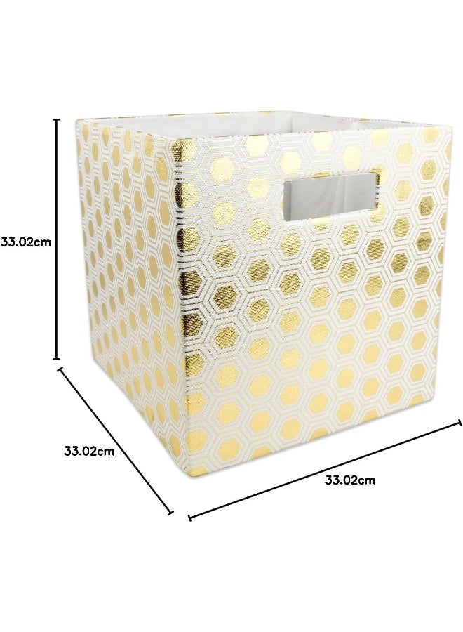 DII Collapsible Polyester Storage Cube Honeycomb Gold Large - Image 4