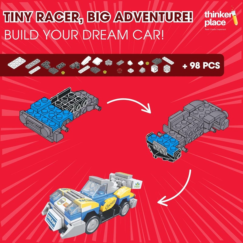 ThinkerPlace 8-in-1 Super Racing Car Thunder God (99 Pieces) | Learn About Speed | Building Block Set for Kids Age 6+ | STEM Educational Toy | Build, Collect & Create Robot | Science & Learning Toy - Image 2