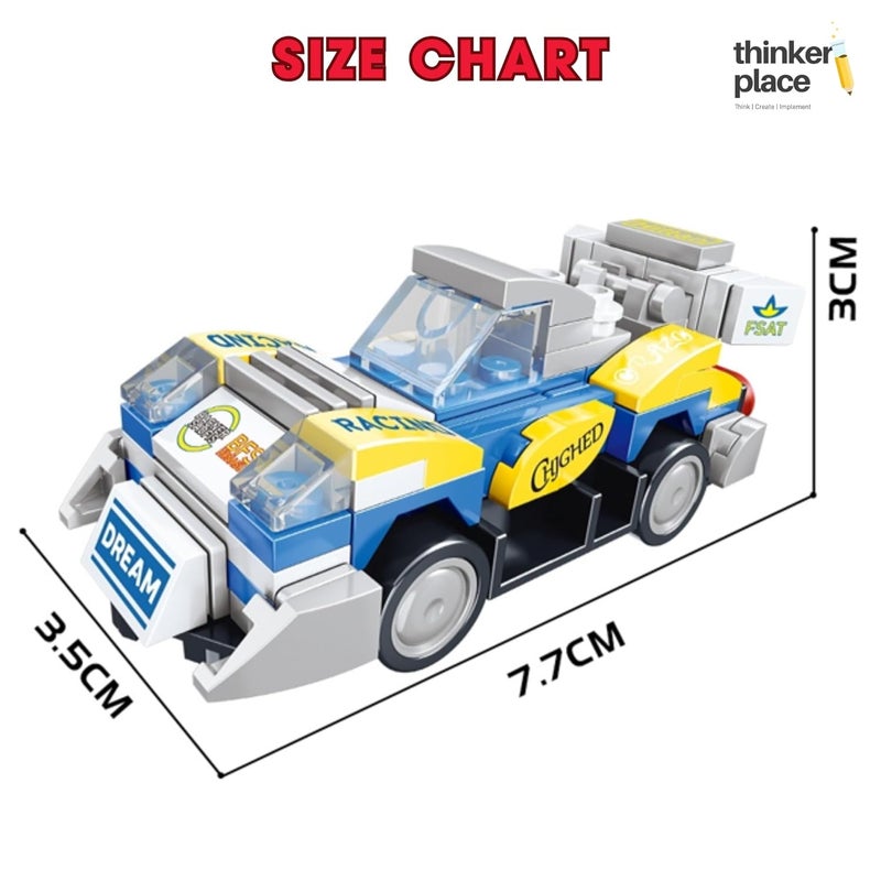 ThinkerPlace 8-in-1 Super Racing Car Thunder God (99 Pieces) | Learn About Speed | Building Block Set for Kids Age 6+ | STEM Educational Toy | Build, Collect & Create Robot | Science & Learning Toy - Image 5