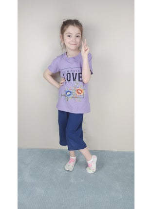 Bluence Waitress Cotton Lilac Capri Set  - Image 1