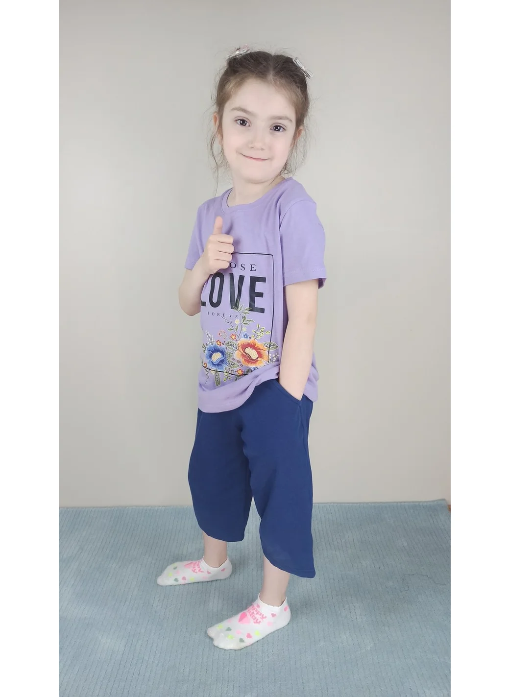Bluence Waitress Cotton Lilac Capri Set