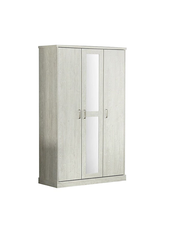 DANUBE HOME Zirco 3 Door Wardrobe Extra Sturdy Closet Clothes Storage Cupboard Modern Design Space Saving Swing Door Cabinet For Bedroom L 120x58x210 Cm White Oak  - Image 3