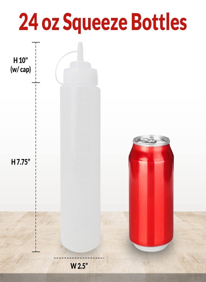 Reli. Plastic Squeeze Bottles, 24 oz. | 10 Pack | Condiment Squeeze Bottles for Sauces | Clear w/Tethered Caps | 24 Ounce Hot Sauce, Ketchup Bottles |Squirt Bottles for Condiments, Olive Oil, Liquids - Image 3