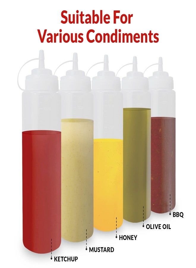Reli. Plastic Squeeze Bottles, 24 oz. | 10 Pack | Condiment Squeeze Bottles for Sauces | Clear w/Tethered Caps | 24 Ounce Hot Sauce, Ketchup Bottles |Squirt Bottles for Condiments, Olive Oil, Liquids - Image 4