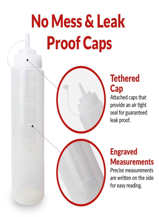 Reli. Plastic Squeeze Bottles, 24 oz. | 10 Pack | Condiment Squeeze Bottles for Sauces | Clear w/Tethered Caps | 24 Ounce Hot Sauce, Ketchup Bottles |Squirt Bottles for Condiments, Olive Oil, Liquids - Image 2