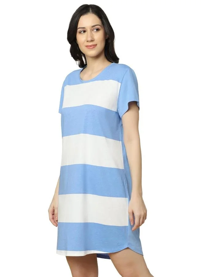 ترايامف Triumph Women's Cotton Mini Casual Night Shirt (Z215185_Blue_38)