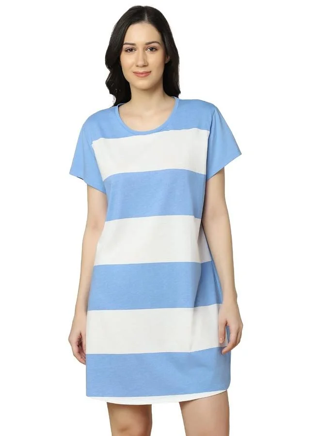 ترايامف Triumph Women's Cotton Mini Casual Night Shirt (Z215185_Blue_38)