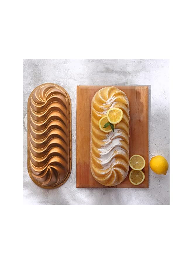 صينية خبز من فن كوكينج ستار باندت كيك مطلية بطبقة غير لاصقة باللون الأصفر، قوالب كعكة المقلاة (صينية رغيف الكيك 13.3 بوصة) - Image 5