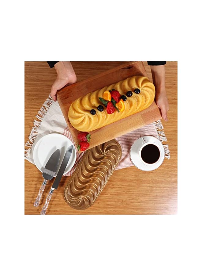 صينية خبز من فن كوكينج ستار باندت كيك مطلية بطبقة غير لاصقة باللون الأصفر، قوالب كعكة المقلاة (صينية رغيف الكيك 13.3 بوصة) - Image 4