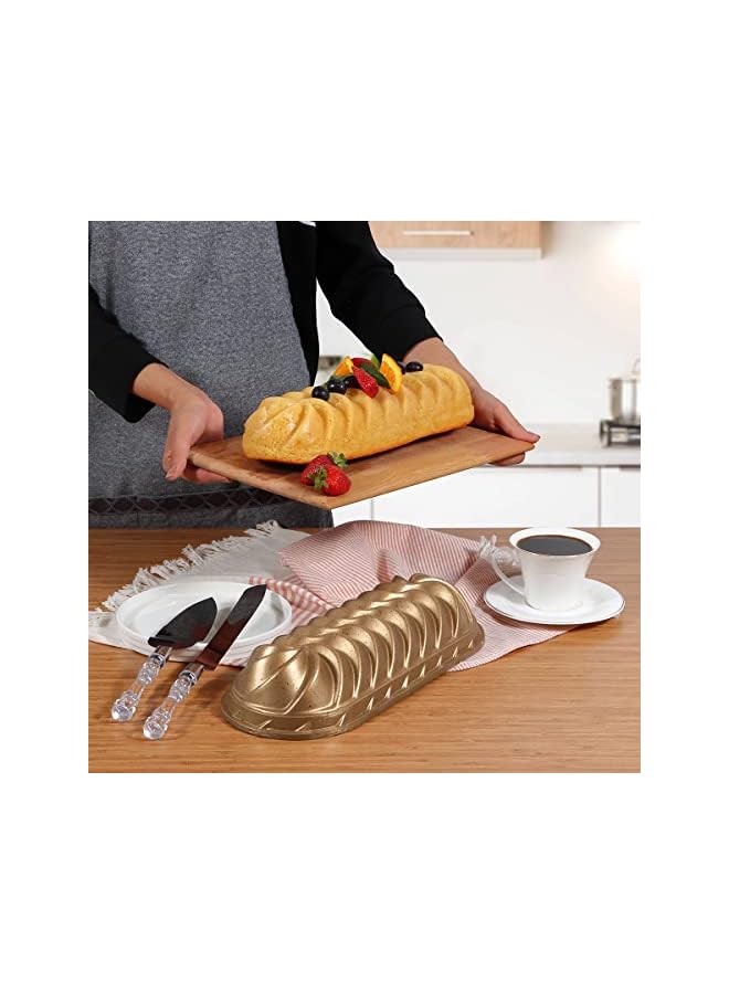 صينية خبز من فن كوكينج ستار باندت كيك مطلية بطبقة غير لاصقة باللون الأصفر، قوالب كعكة المقلاة (صينية رغيف الكيك 13.3 بوصة) - Image 3