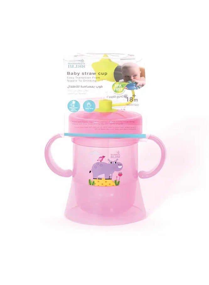 AID PLUS Toddler Training Cup Pink – 12oz Spill-Proof Straw Cup, BPA-Free, Leak-Proof Click Lock, for 18+ Months - Image 1
