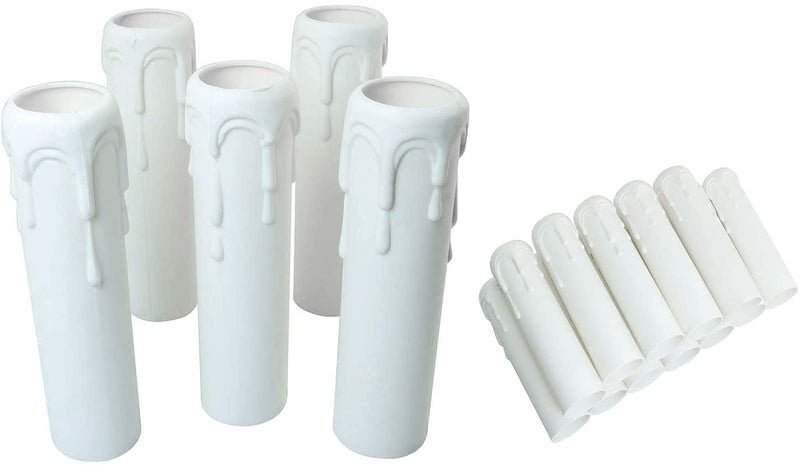 Longdex E12 Candelabra Base 12PCS 1x4 E12 White Antique Candle Light Sockets Chandelier Covers Candelabra Sleeves