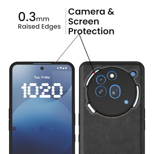 Kapa Tux Leather Back Cover for Nothing Phone 3A Pro | Slim Shockproof Camera Protection Bumper Case (Black) - Image 4