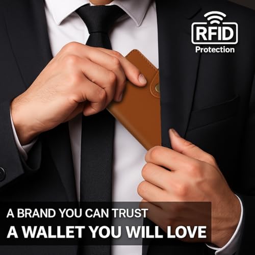 Giftana Leather RFID Blocking Pop up Metal Card Holder for Men and Women, RFID Protected Pop Up Slim Credit Debit Case Holder, Birthday Gifts for Doctor, Husband, Father, Diwali Gifts (Brown) - Image 4