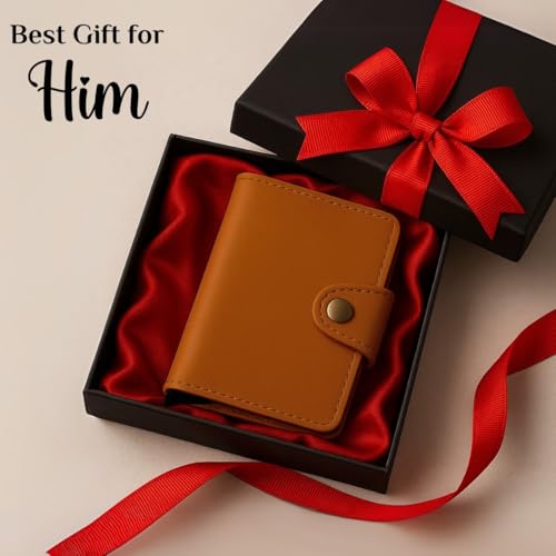 Giftana Leather RFID Blocking Pop up Metal Card Holder for Men and Women, RFID Protected Pop Up Slim Credit Debit Case Holder, Birthday Gifts for Doctor, Husband, Father, Diwali Gifts (Brown) - Image 5
