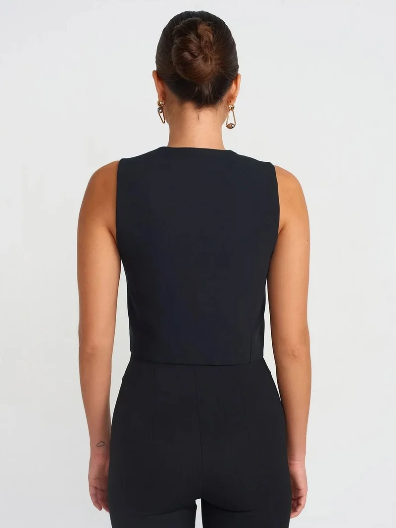 ديلفين Dilvin Women’s Cropped Crepe Waistcoat