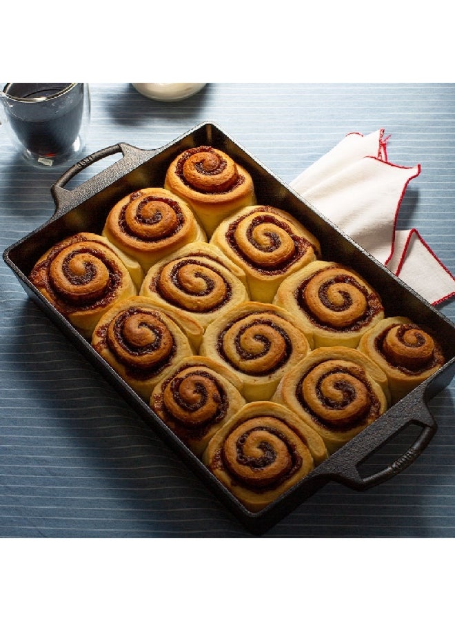 طاجن بمقبض مزدوج من الحديد الزهر المطلي بالزيت مع خاصية توزيع متساوٍ للحرارة، أسود، 9 × 13 بوصة BW13C - Image 3