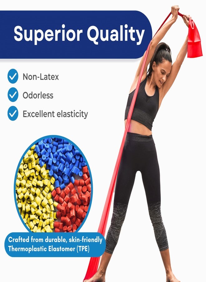 RMS Resistance Bands with Instruction Guide & Carry Bag - Latex Free Exercise Band for Working Out, Physical Therapy, Rehab, Stretch, Yoga & Pilates, Set of 3 - Image 4