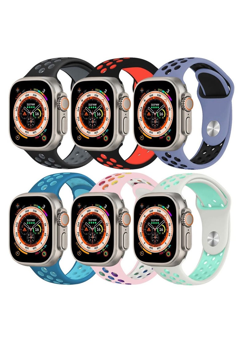 CATANES - 6 Pack For Apple Watch 49mm 45mm 44mm 42mm Silicone Sport Band Nike Strap Compatible With iWatch Series Ultra/8/7/SE/6/5/4/3/2/1 - Image 1