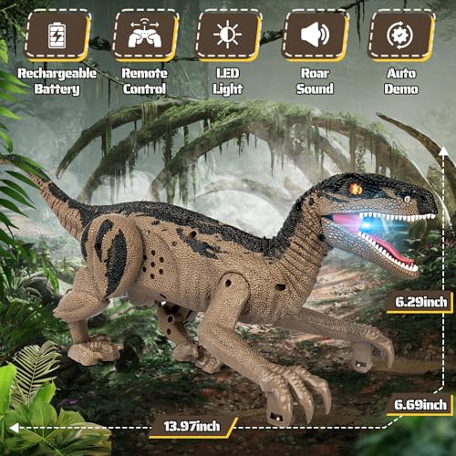 Rcfunkid Dinosaur Toys for Kids 24GHz Remote Control Dinosaur with Walking Realistic Sounds Demo Mode Rechargeable Jurassic Toys for 35 57 812 Birthdays Parties Christmas Childrens Day - Image 5