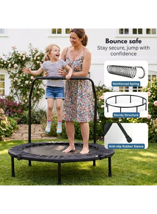 ENDLESS  40" Foldable Mini Trampoline With Handle | Max Load 220 Kg | Alloy Steel Frame | For Indoor & Outdoor Cardio Fitness Workouts | Anti-Slip Surface | Black & Red - Image 4
