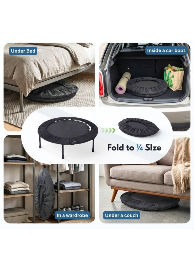 ENDLESS  40" Foldable Mini Trampoline With Handle | Max Load 220 Kg | Alloy Steel Frame | For Indoor & Outdoor Cardio Fitness Workouts | Anti-Slip Surface | Black & Red - Image 5