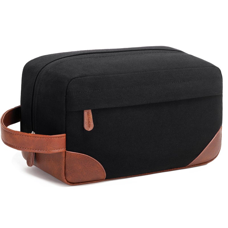 Vorspack Large Travel Toiletry Bag - Hanging Toiletry Bag for Men Water Resistant Canvas Shaving Bag with Large Capacity for Home Travel - Black - Image 1