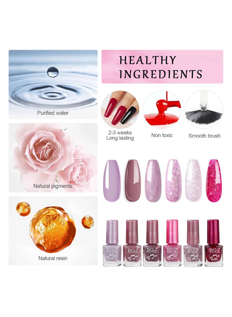 KASTWAVE Nail Polish Set Glitter Nail Varnish Sets, Quick Dry & Long Lasting Purple Nail Polish, 6PCS Sparkly Purple Oil-Based Formula Nail Polish Gift Set - No Need Cure for DIY Nail Art - Image 4