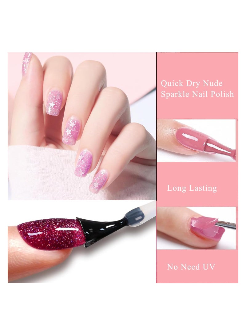 KASTWAVE Nail Polish Set Glitter Nail Varnish Sets, Quick Dry & Long Lasting Purple Nail Polish, 6PCS Sparkly Purple Oil-Based Formula Nail Polish Gift Set - No Need Cure for DIY Nail Art - Image 5