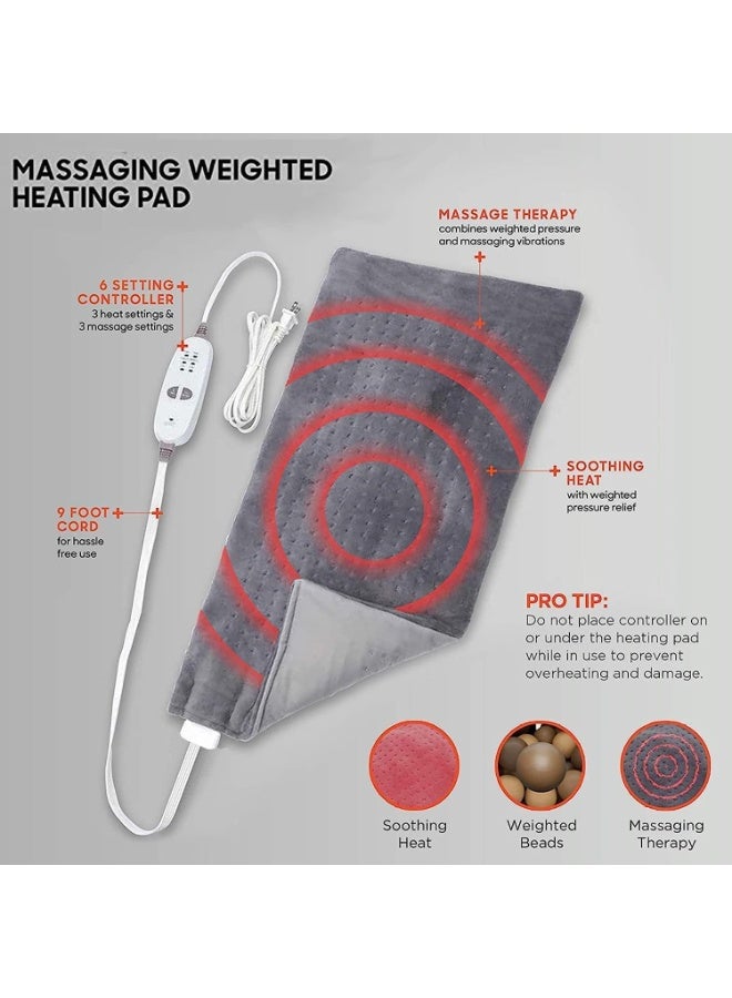 2-in-1 Weighted Electric Heating & Massaging Pad - Vibrating Thermal Wrap for Full Body Pain Relief - Large Deep Tissue Shawl for Neck, Shoulders, Back & Waist - Soothing Weighted Therapy with Adjustable Heat - Image 3