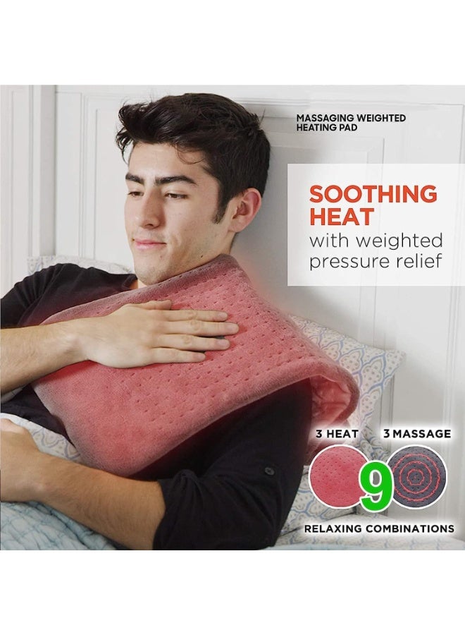 2-in-1 Weighted Electric Heating & Massaging Pad - Vibrating Thermal Wrap for Full Body Pain Relief - Large Deep Tissue Shawl for Neck, Shoulders, Back & Waist - Soothing Weighted Therapy with Adjustable Heat - Image 4