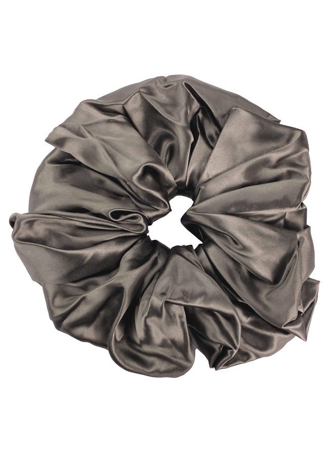Celestial Silk - Mulberry Silk Scrunchies For Hair (Oversized Charcoal) - Image 1