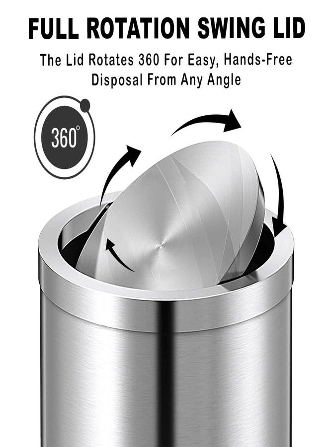 mofna Stainless Steel Swing lid dustbin, Garbage Bin, Trash Can, with removable lid For Home, Kitchen, Bathroom, Office & Commercial Use - 8x12 In -7 Liter, Silver, Pack of 2 - Image 3